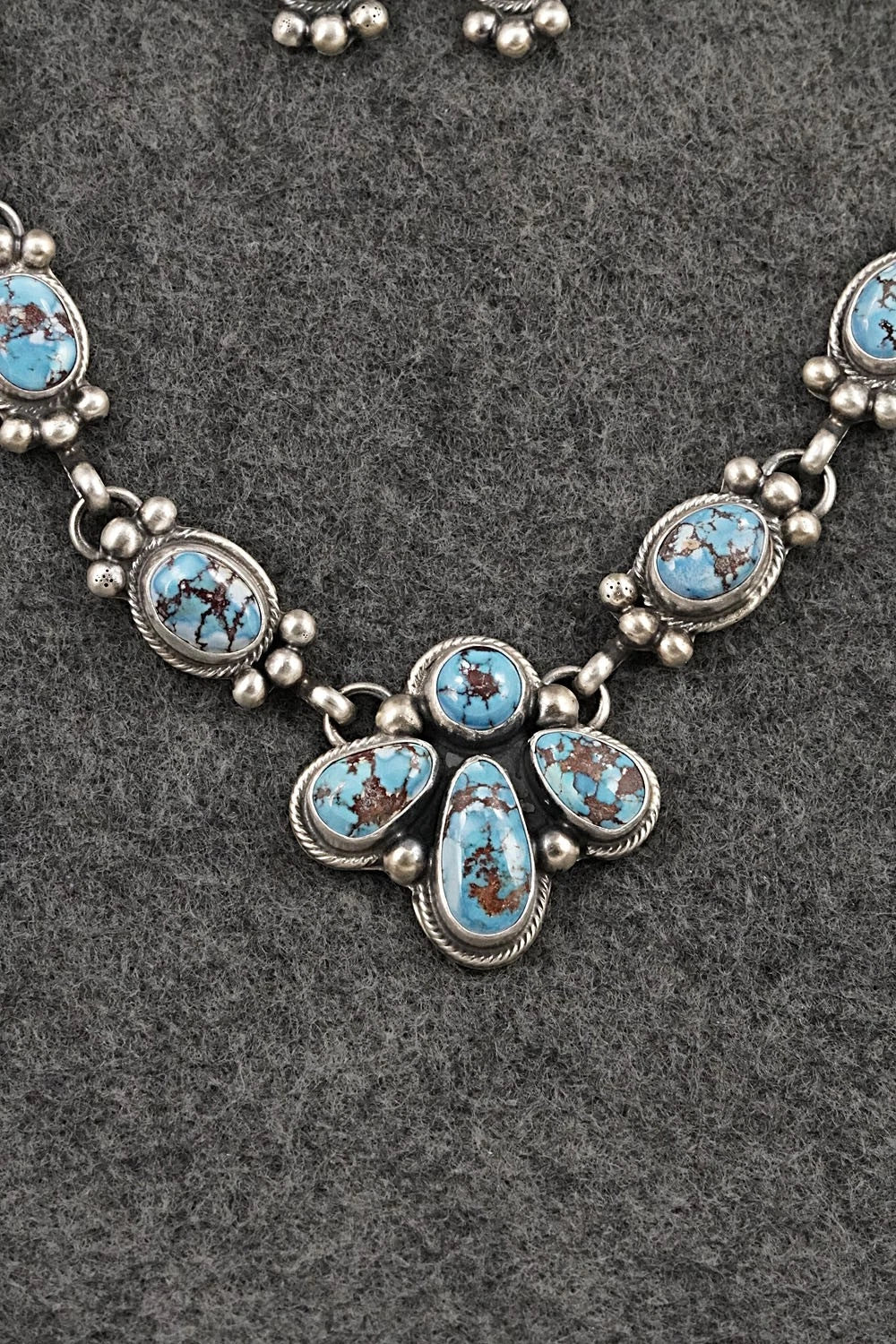 Turquoise & Sterling Silver Necklace and Earrings Set - Kathleen Livingston