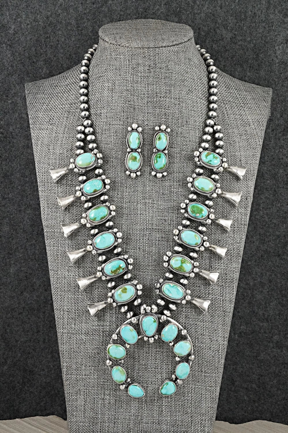 Turquoise & Sterling Silver Squash Blossom Set - Darrin Livingston