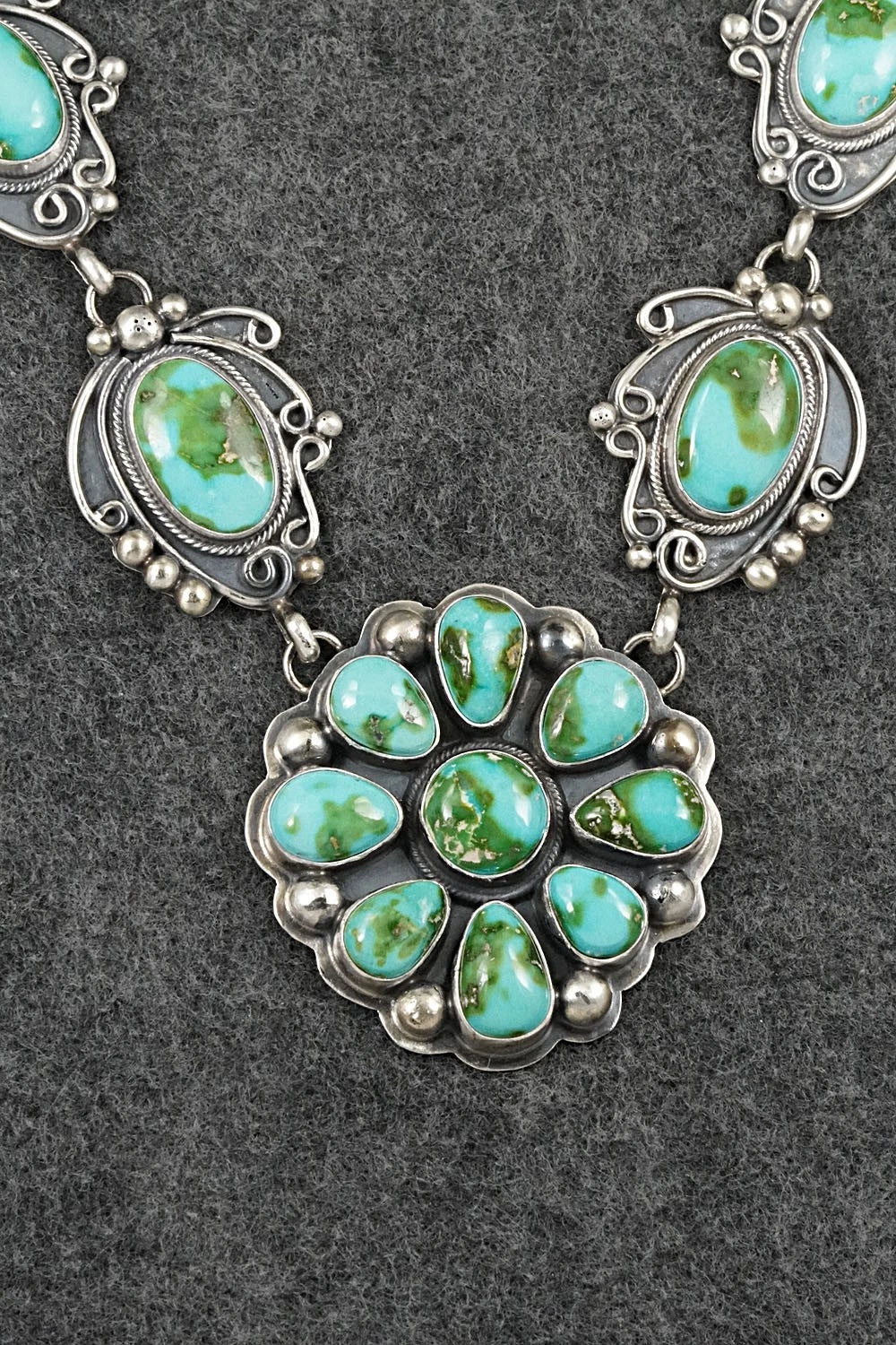 Turquoise & Sterling Silver Necklace and Earrings Set - Kathleen Livingston