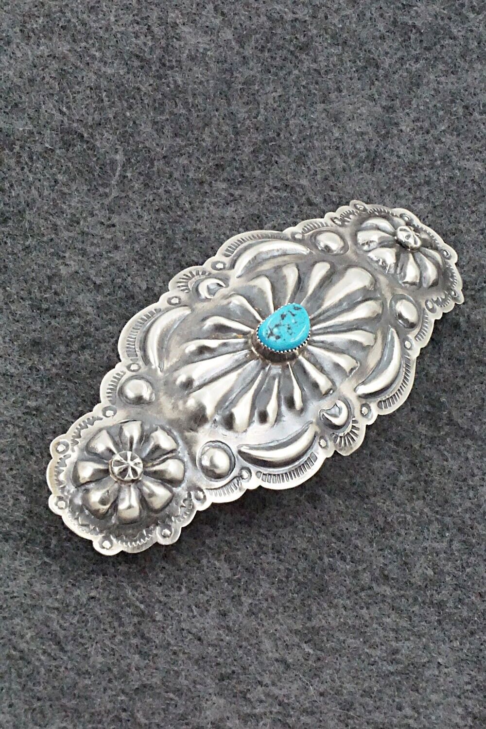 Turquoise & Sterling Silver Hair Barrette - Tim Yazzie