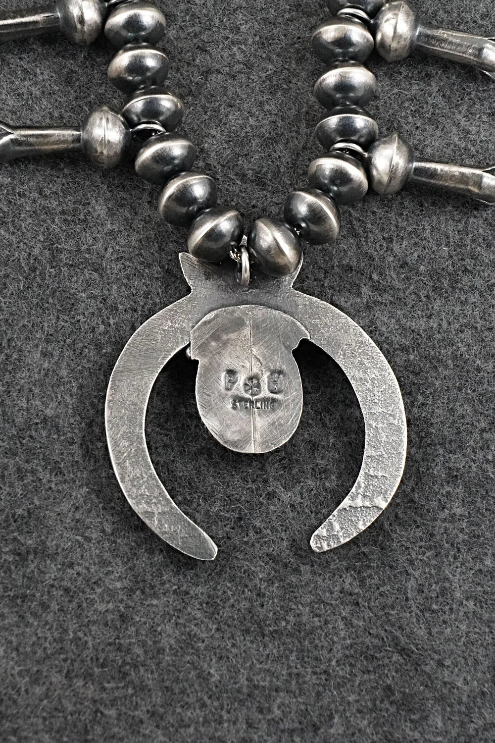 Turquoise & Sterling Silver Navajo Pearl Squash Blossom Necklace - Presley Haley