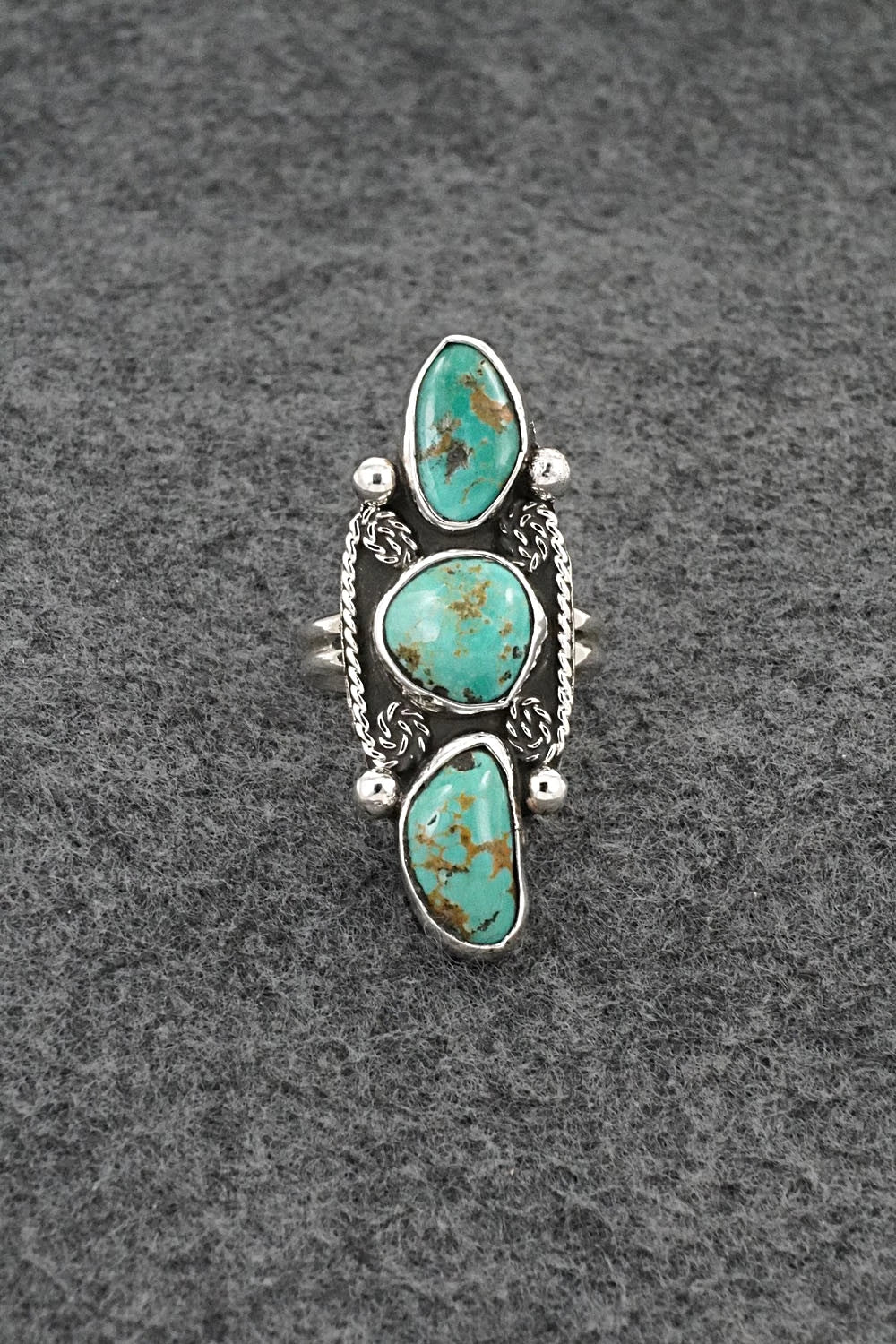 Turquoise & Sterling Silver Ring - Priscilla Reeder - Size 7.5