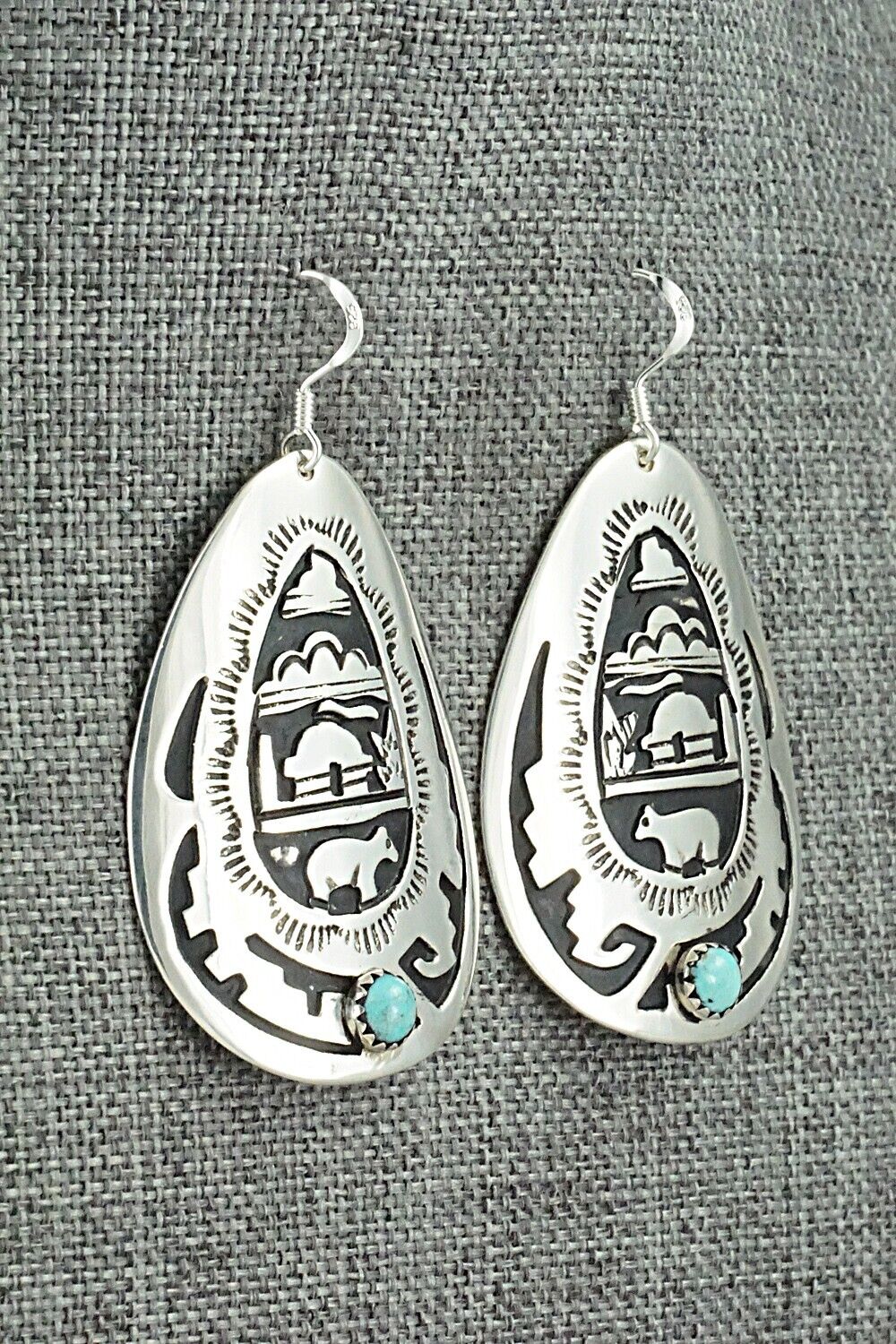 Turquoise & Sterling Silver Earrings - Rosita Singer