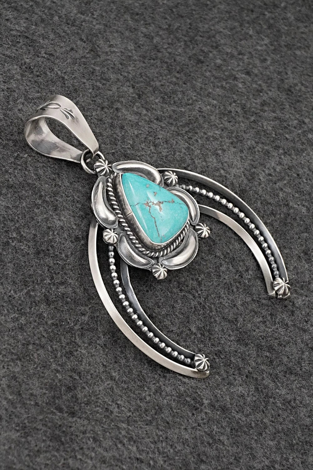 Turquoise & Sterling Silver Naja Pendant - Raymond Delgarito