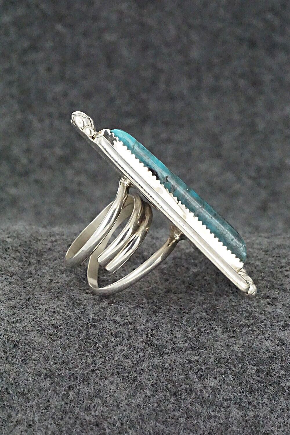 Turquoise and Sterling Silver Ring - Ray Nez - Size 9 (Adj.)