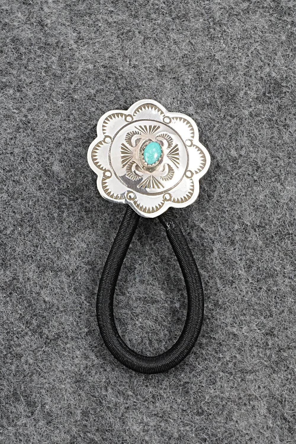 Turquoise & Sterling Silver Hair Tie - Bertha Begay