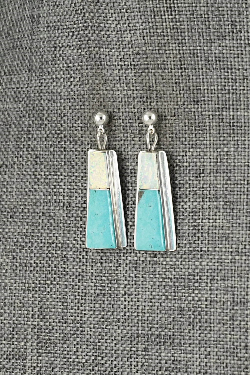 Turquoise, Opalite & Sterling Silver Earrings - Brenda Pete