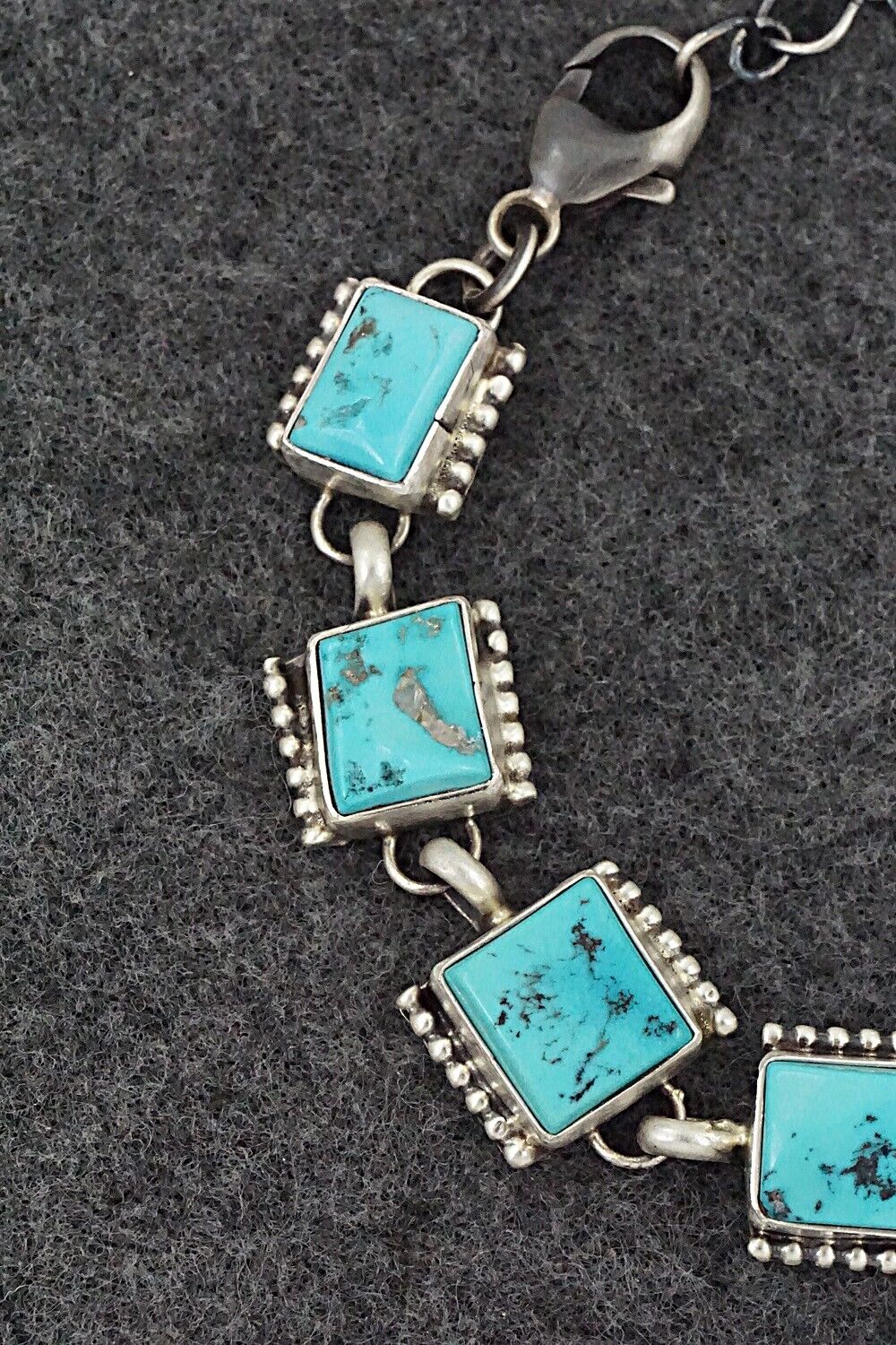 Turquoise & Sterling Silver Link Bracelet - Darrin Livingston