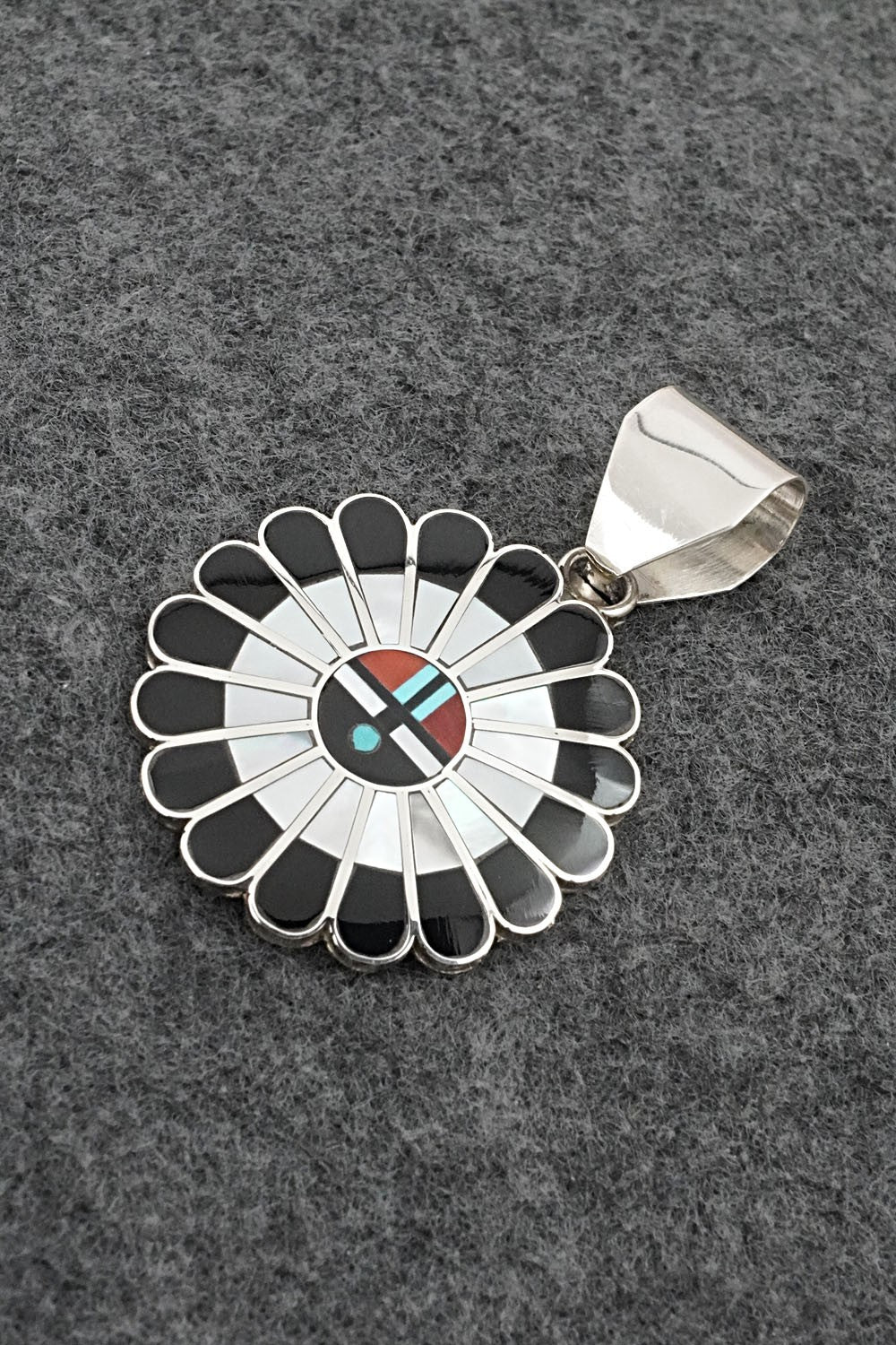 Multi-Stone & Sterling Silver Inlay Pendant - April Unkestine