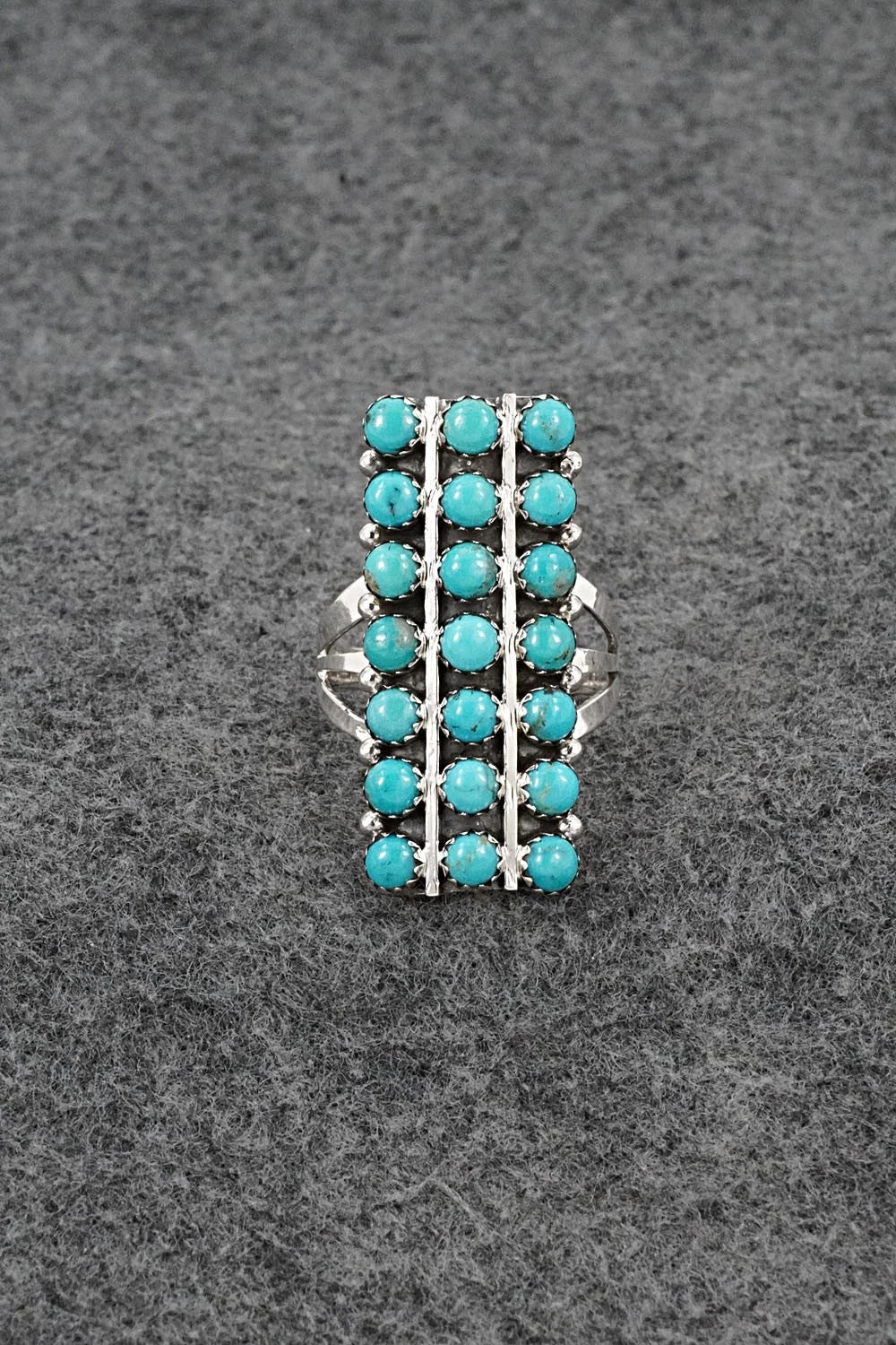 Turquoise & Sterling Silver Ring - Kenny Lonjose - Size 9.75