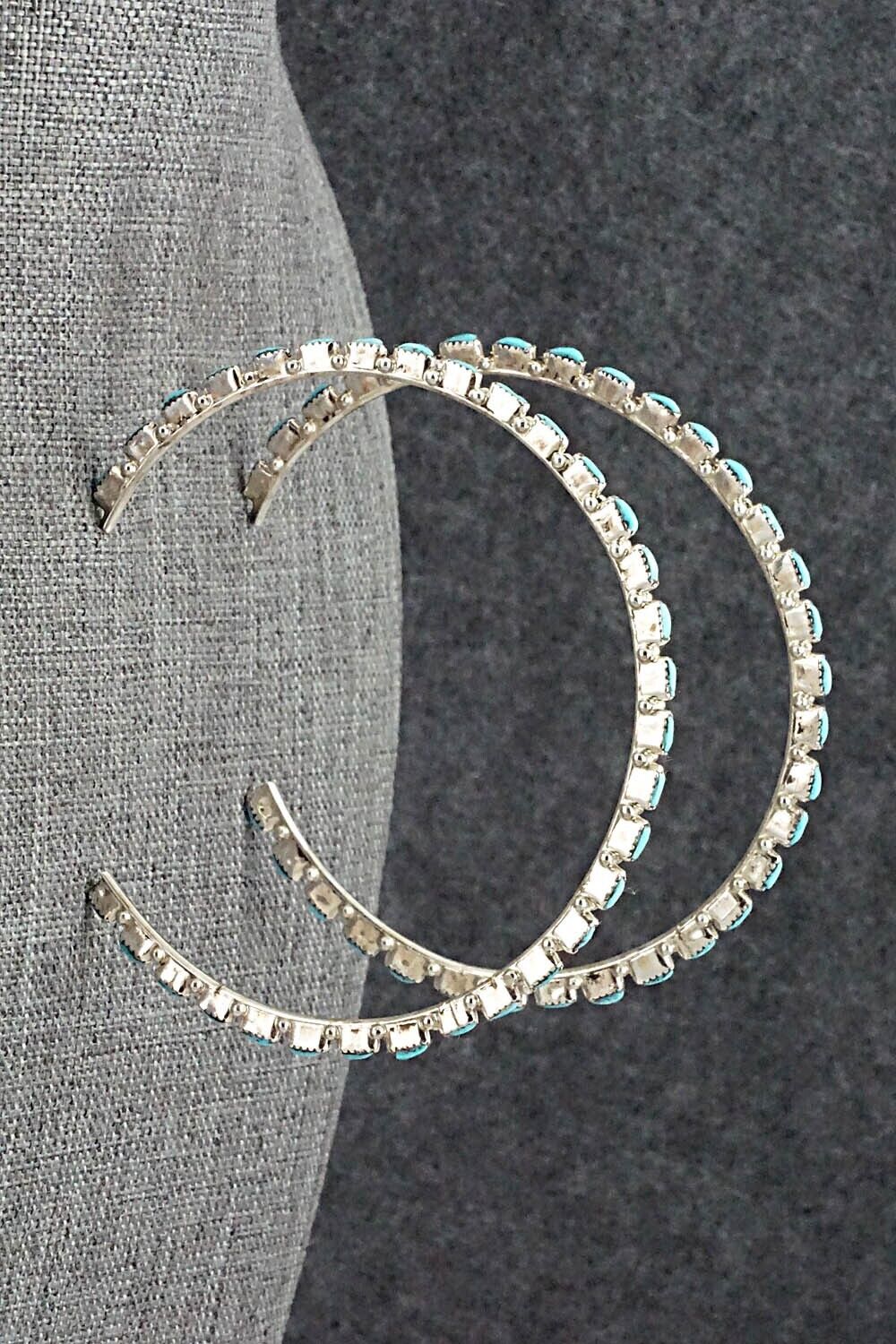 Turquoise & Sterling Silver Hoop Earrings - Aurelia Hughte