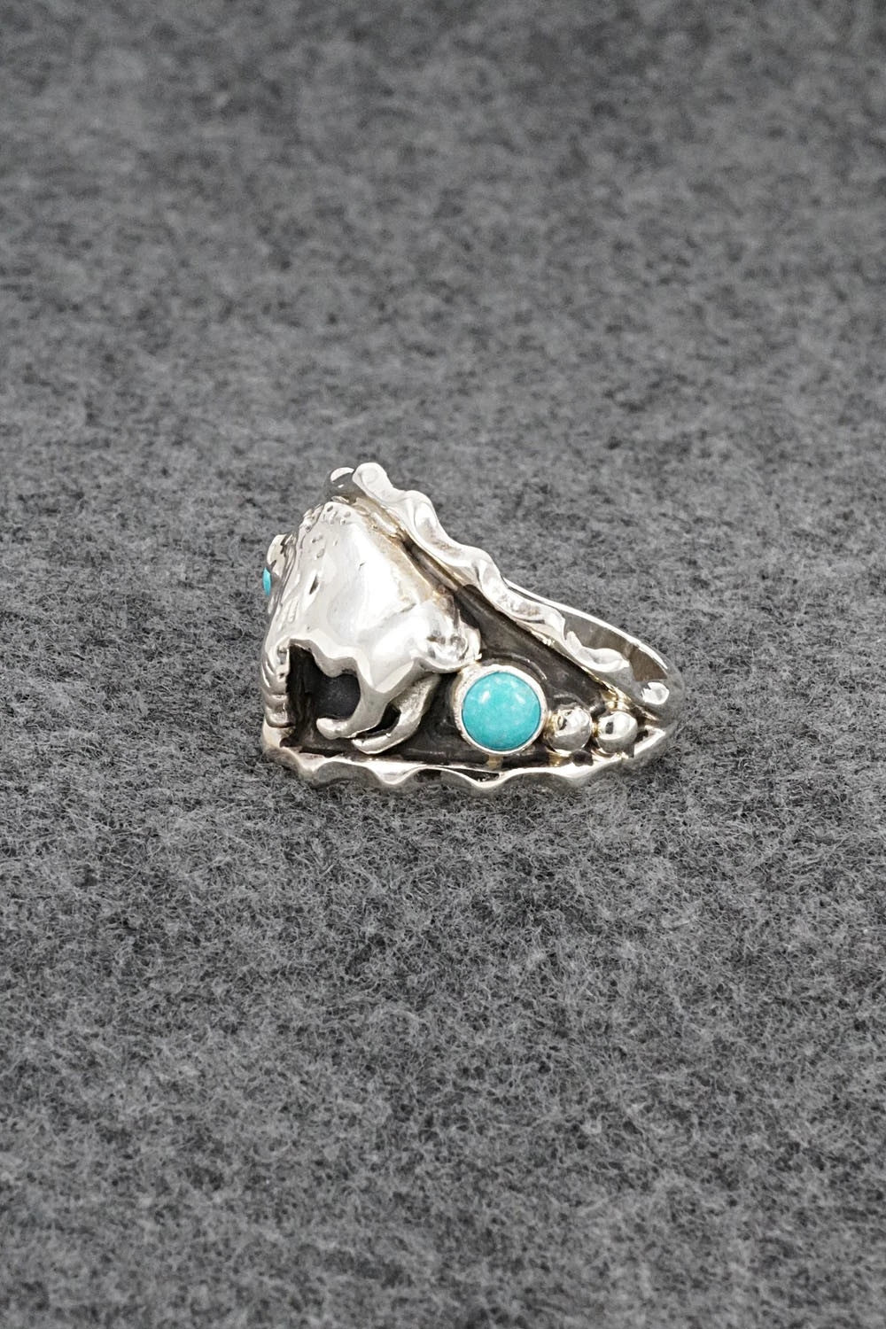 Turquoise & Sterling Silver Ring - Genevieve Francisco - Size 13