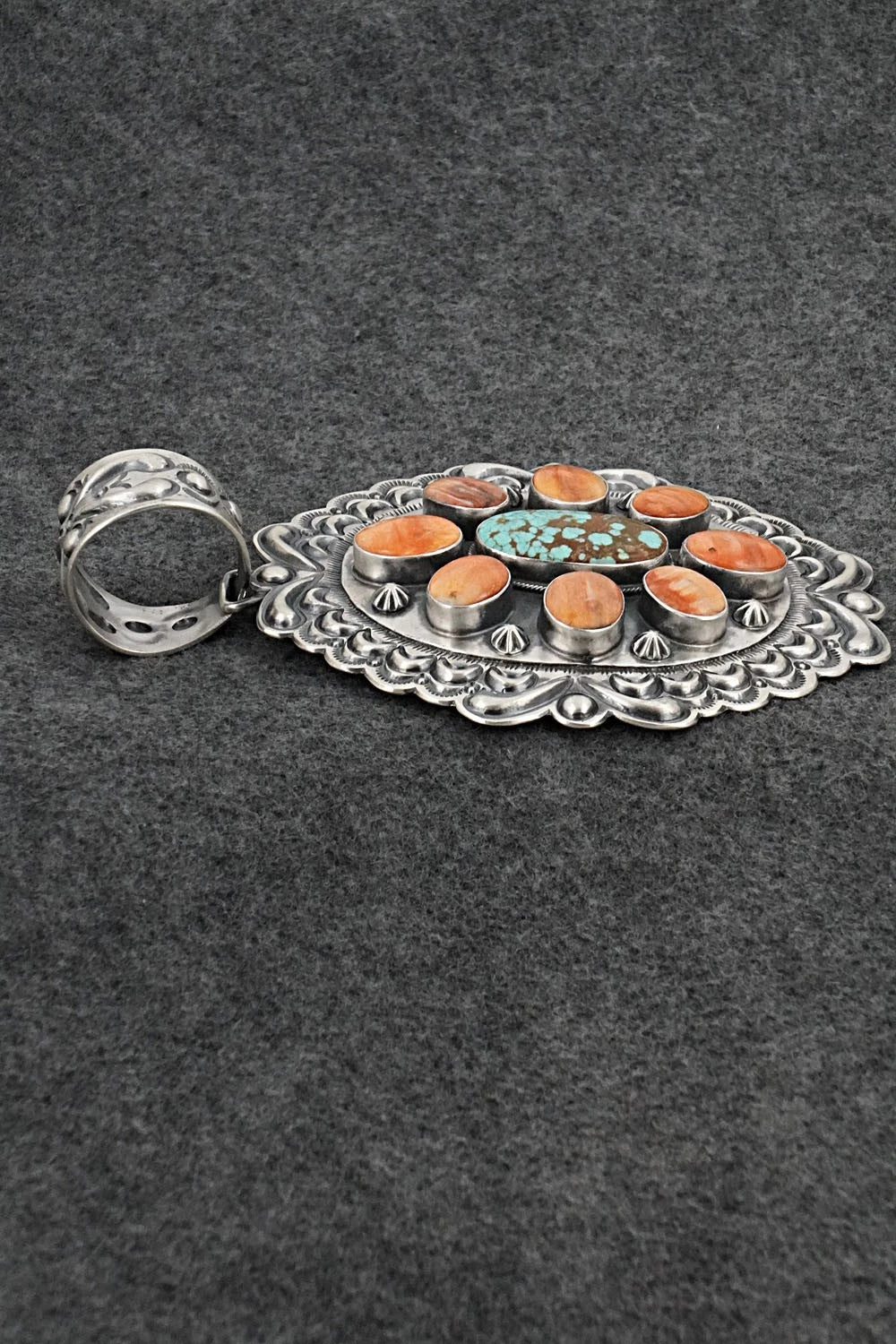 Turquoise, Spiny Oyster & Sterling Silver Pendant - Randy Boyd