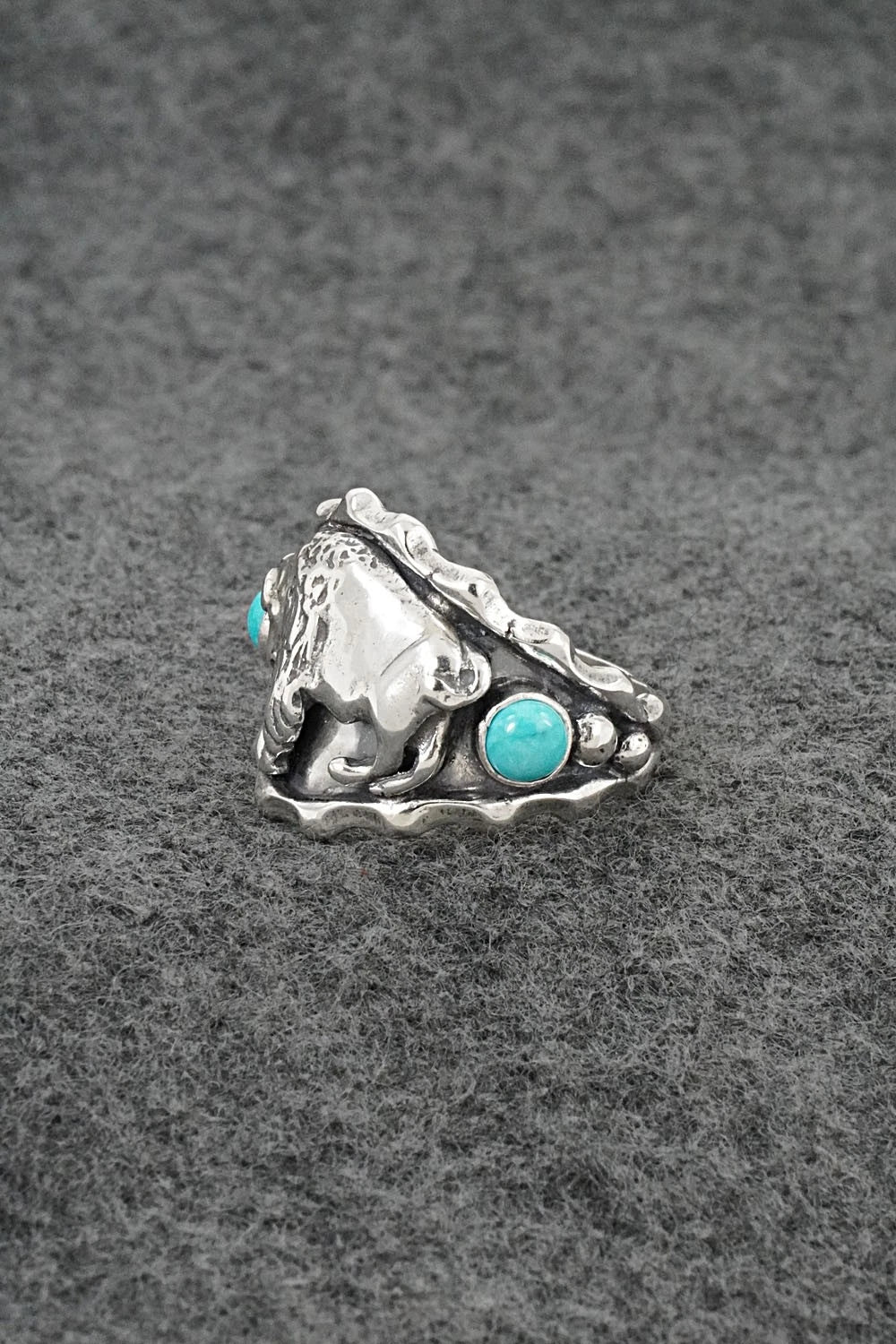 Turquoise & Sterling Silver Ring - Genevieve Francisco - Size 12.5