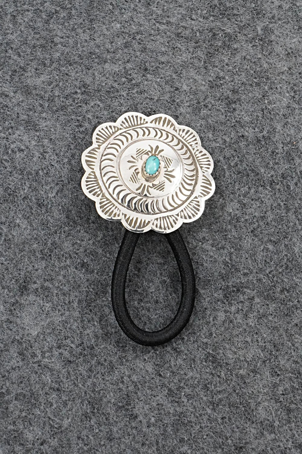 Turquoise & Sterling Silver Hair Tie - Bertha Begay