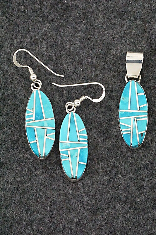 Turquoise & Sterling Silver Pendant & Earrings Set - Julia Etsitty