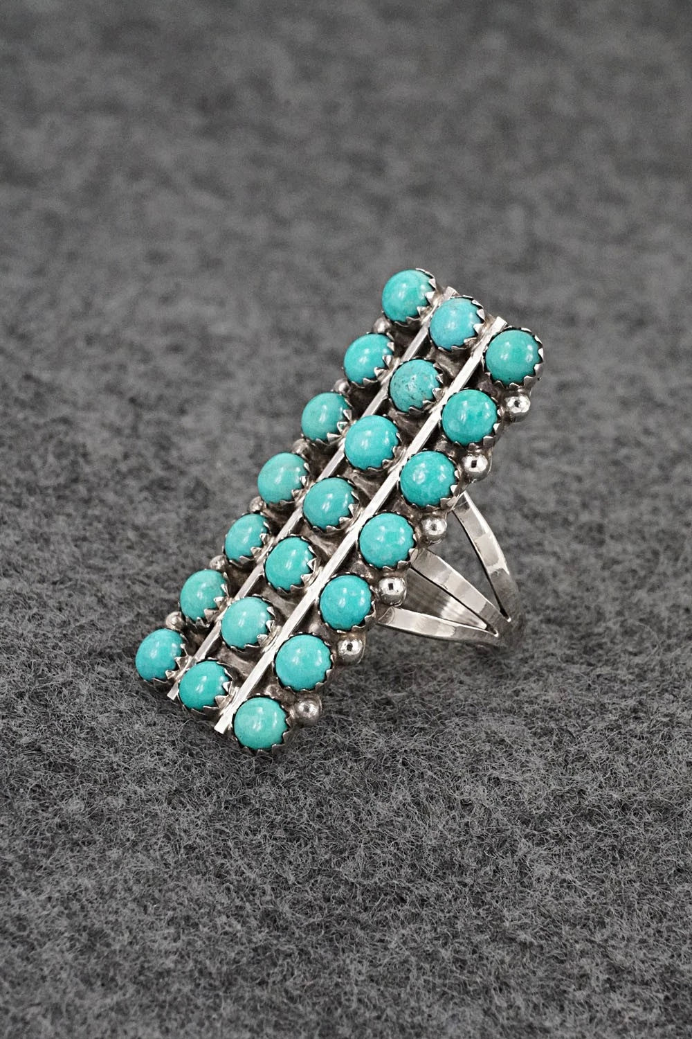 Turquoise & Sterling Silver Ring - Kenny Lonjose - Size 6.75