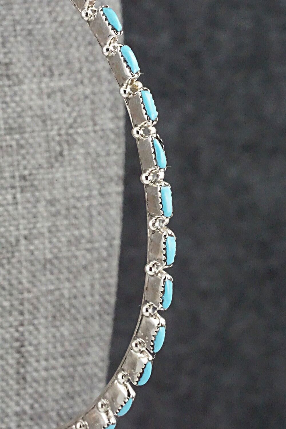 Turquoise & Sterling Silver Hoop Earrings - Aurelia Hughte