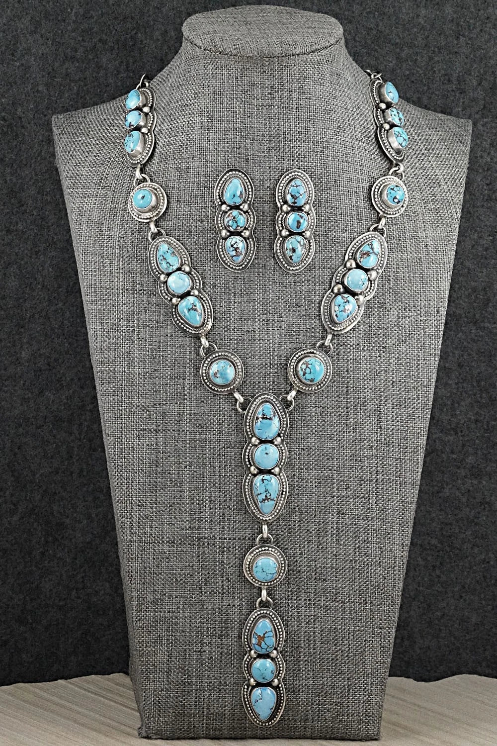 Turquoise & Sterling Silver Necklace and Earrings Set - Kathleen Livingston