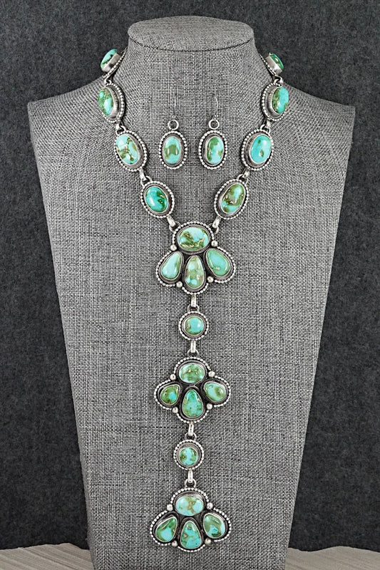 Turquoise & Sterling Silver Necklace and Earrings Set - Paul Livingston