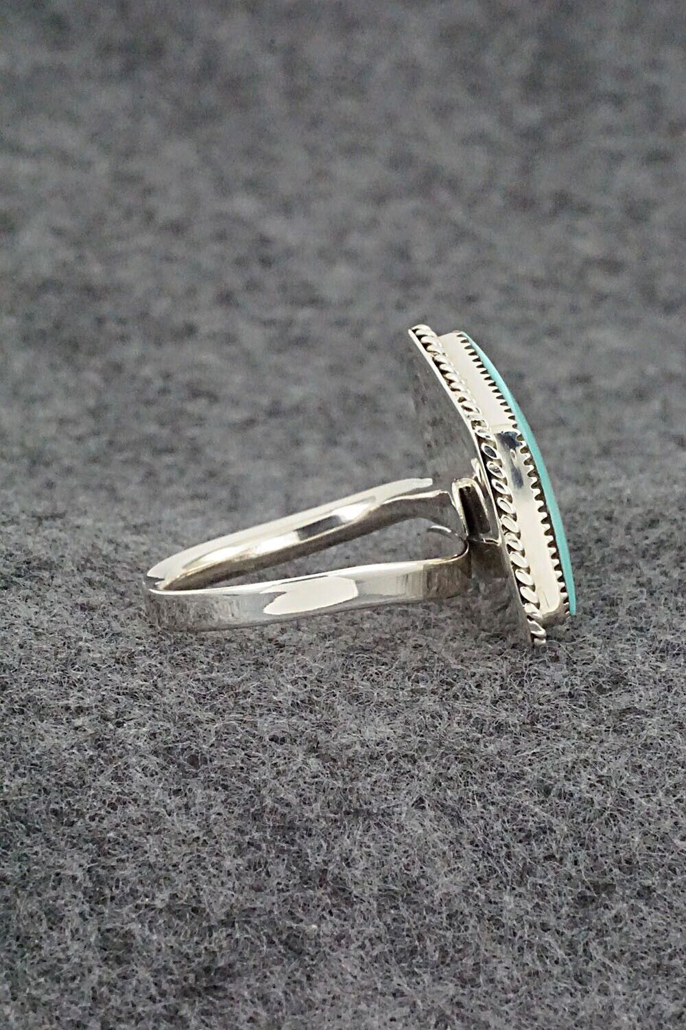 Turquoise & Sterling Silver Ring - Sheena Jack - Size 8 (Adj.)