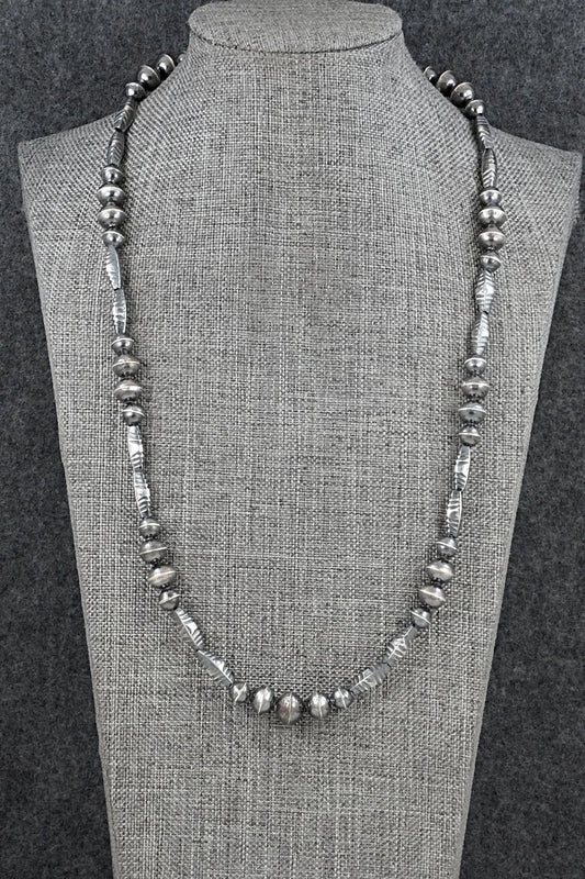 Sterling Silver Navajo Pearl Necklace 22" - Vintage
