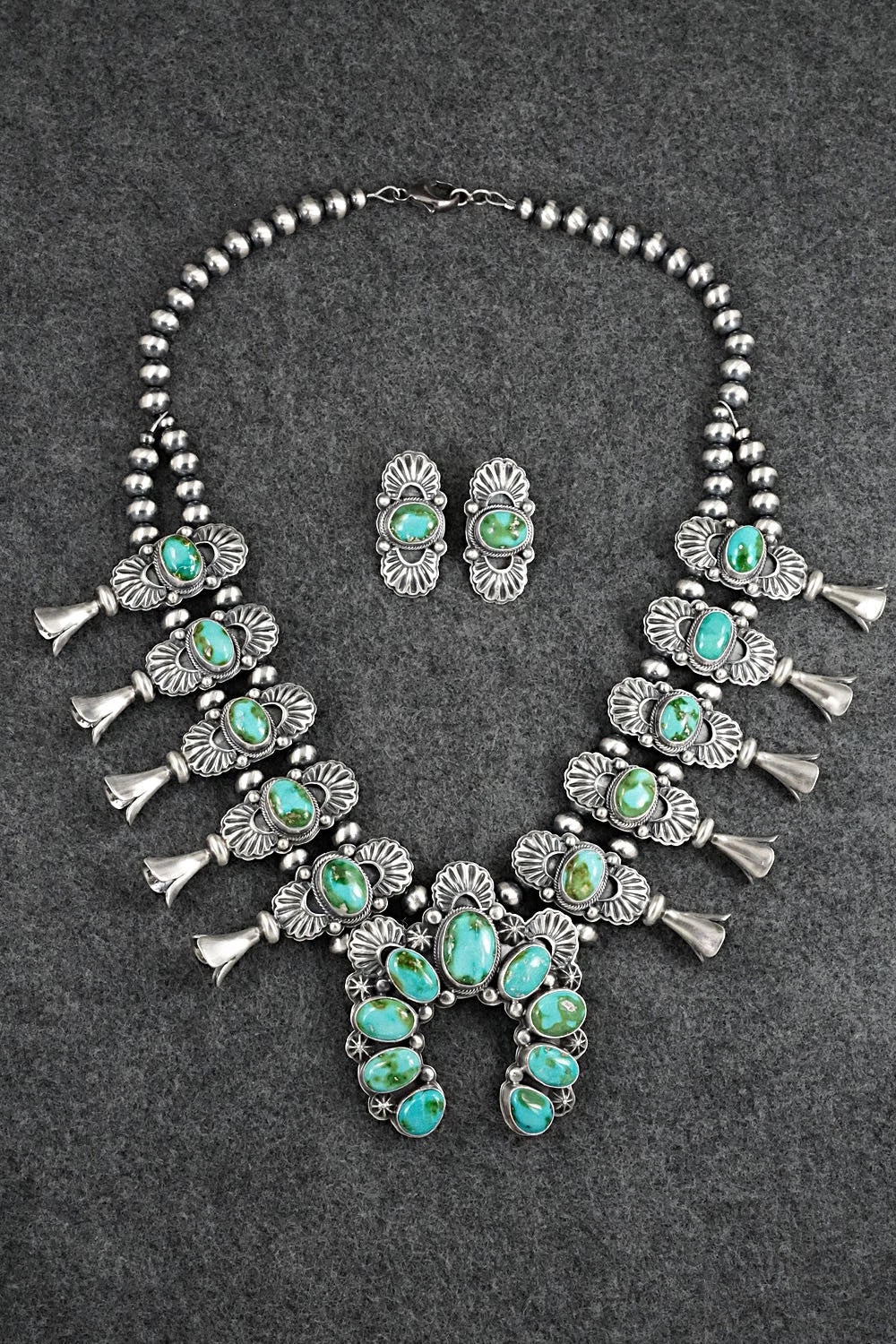 Turquoise & Sterling Silver Squash Blossom Set - Randy Boyd