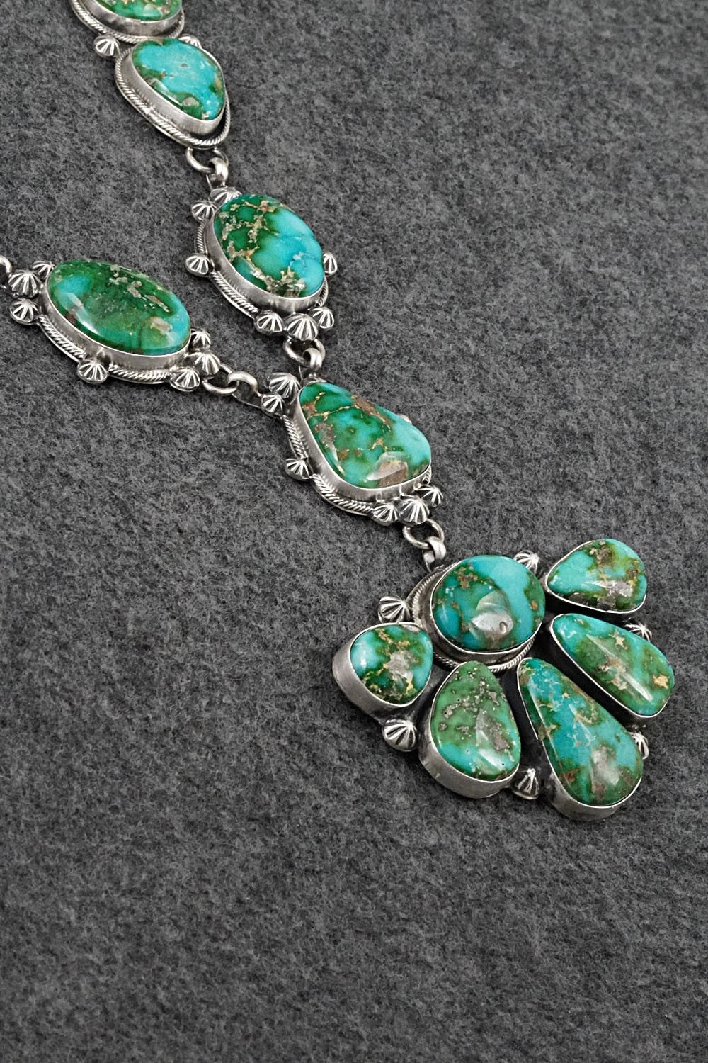 Turquoise & Sterling Silver Necklace and Earrings Set - Bobby Johnson
