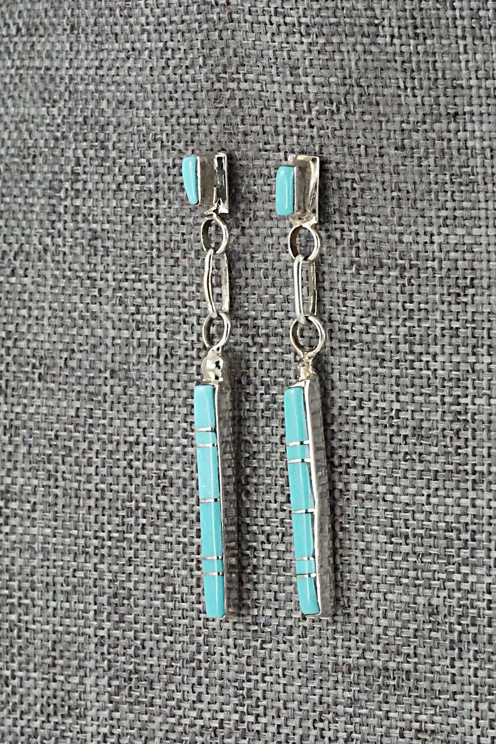 Turquoise & Sterling Silver Earrings - Roland Natachu