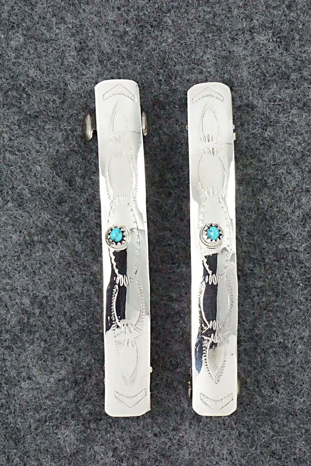 Turquoise & Sterling Silver Hair Barrettes - Randall Dalgai