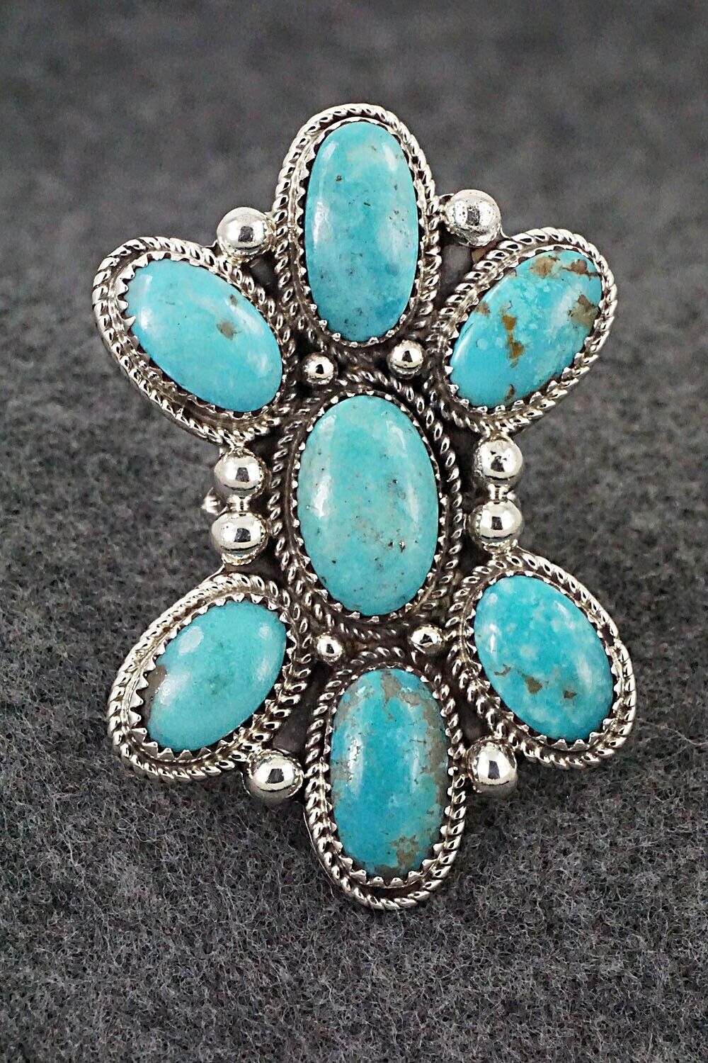 Turquoise & Sterling Silver Ring - Ernest Hawthorne - Size 8