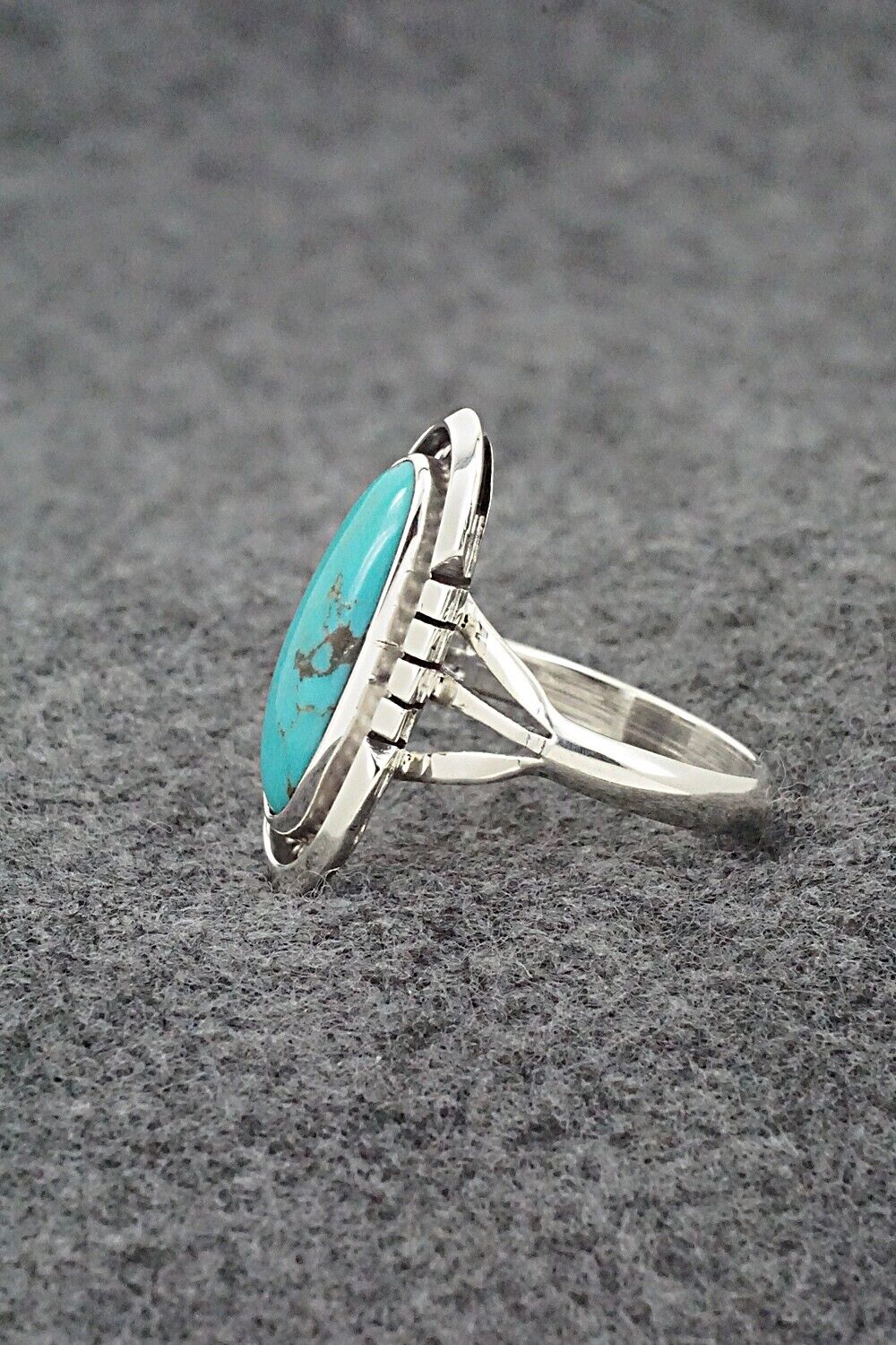 Turquoise & Sterling Silver Ring - Samuel Yellowhair - Size 8.5