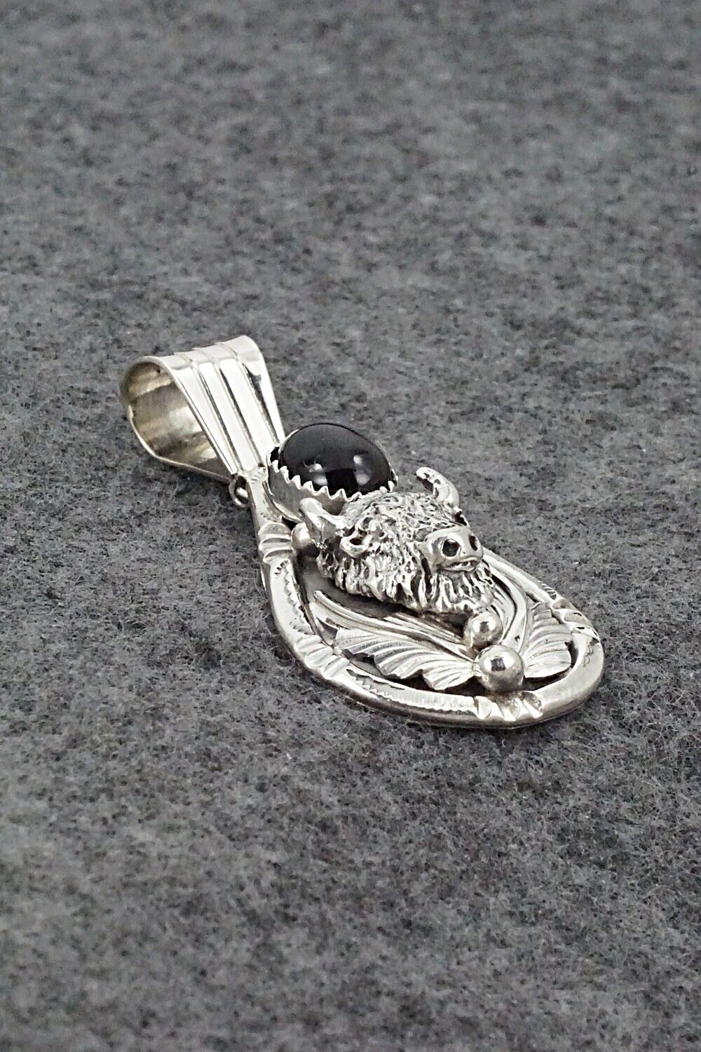 Onyx & Sterling Silver Pendant - Henry Attakai