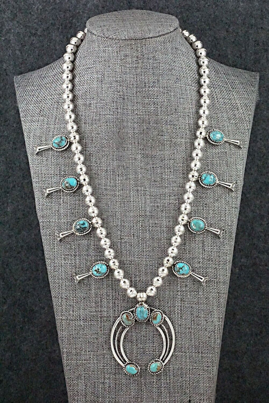 Turquoise & Sterling Silver Squash Blossom Necklace - Phil Garcia