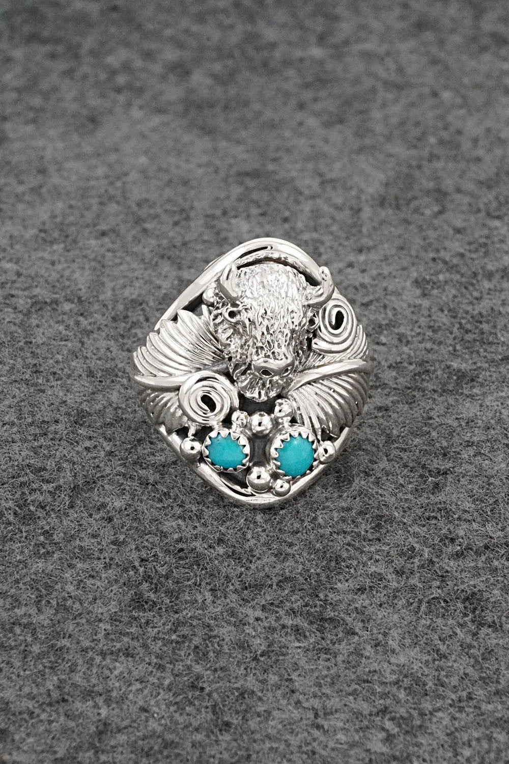 Turquoise & Sterling Silver Ring - Darrell Morgan - Size 11.5