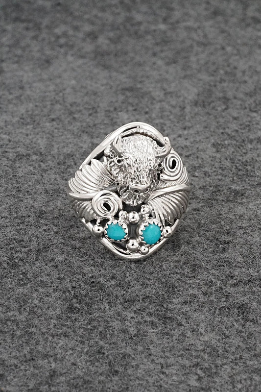 Turquoise & Sterling Silver Ring - Darrell Morgan - Size 11.5