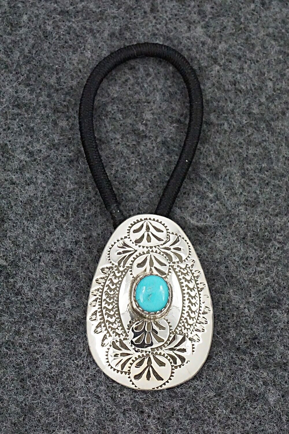 Turquoise & Sterling Silver Hair Tie - Shirley Skeets