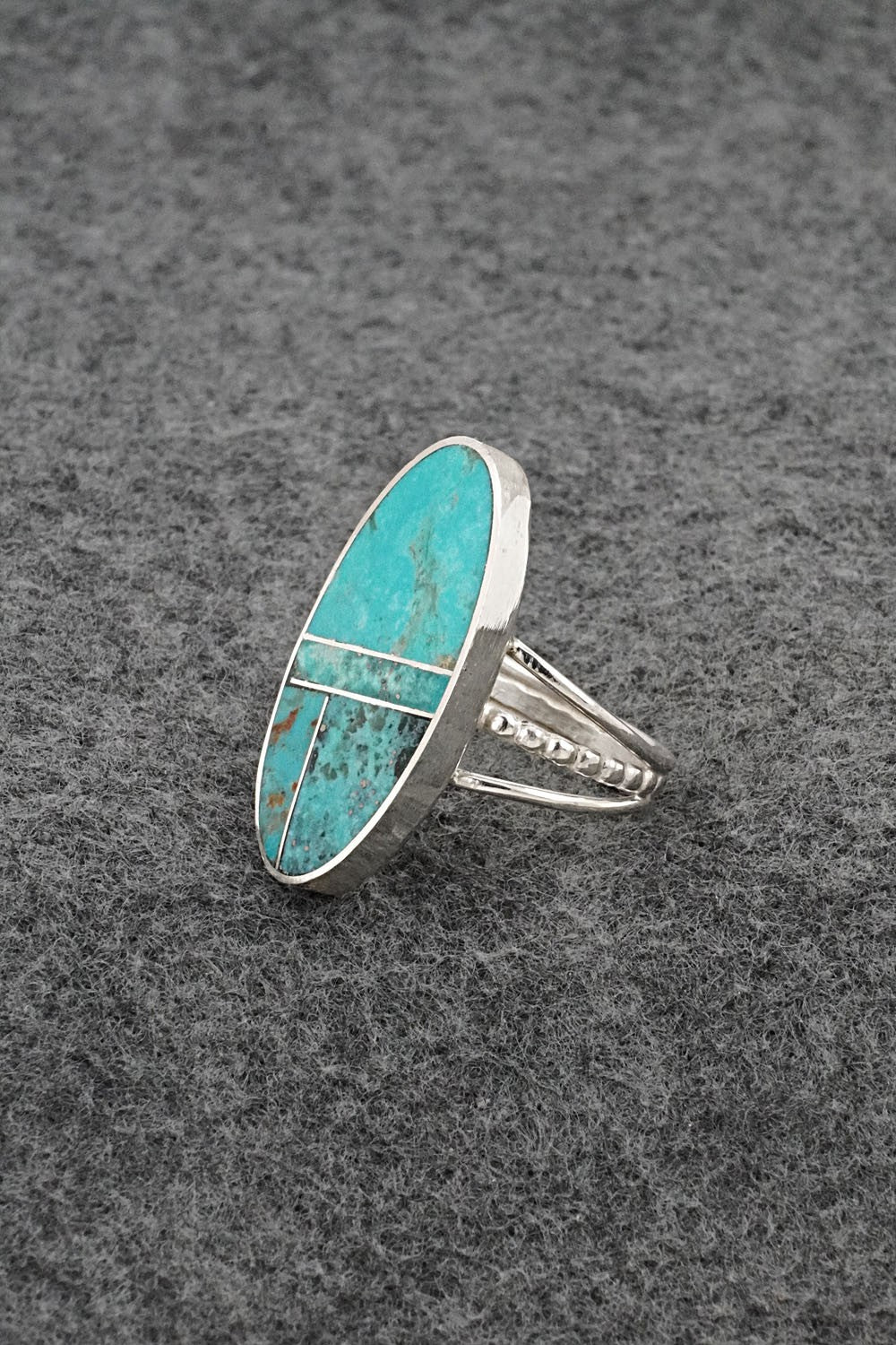 Turquoise & Sterling Silver Ring - Harold Smith - Size 8