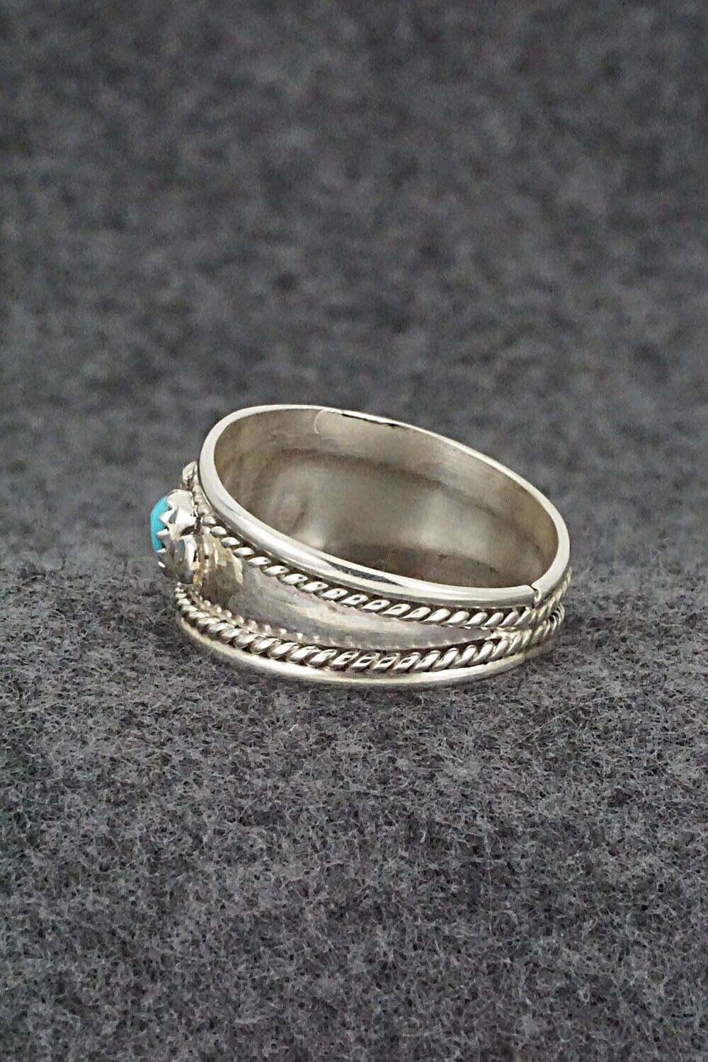 Turquoise, Coral & Sterling Silver Ring - Sondra Whitegoat - Size 11