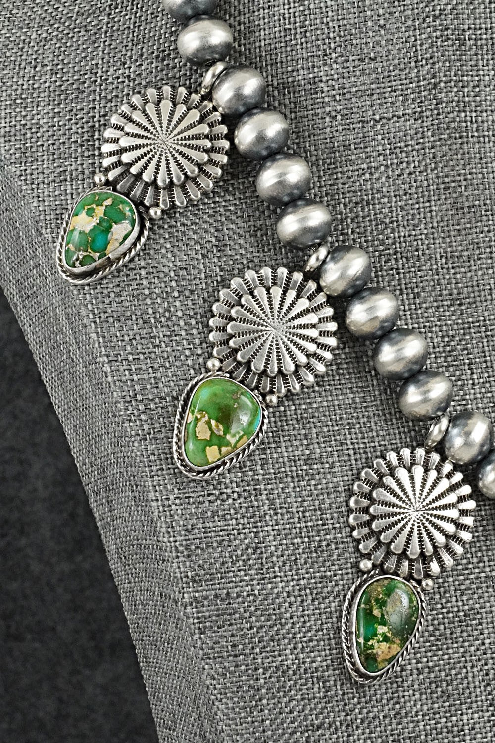Turquoise & Sterling Silver Navajo Pearl Necklace - Adrienne Gordon
