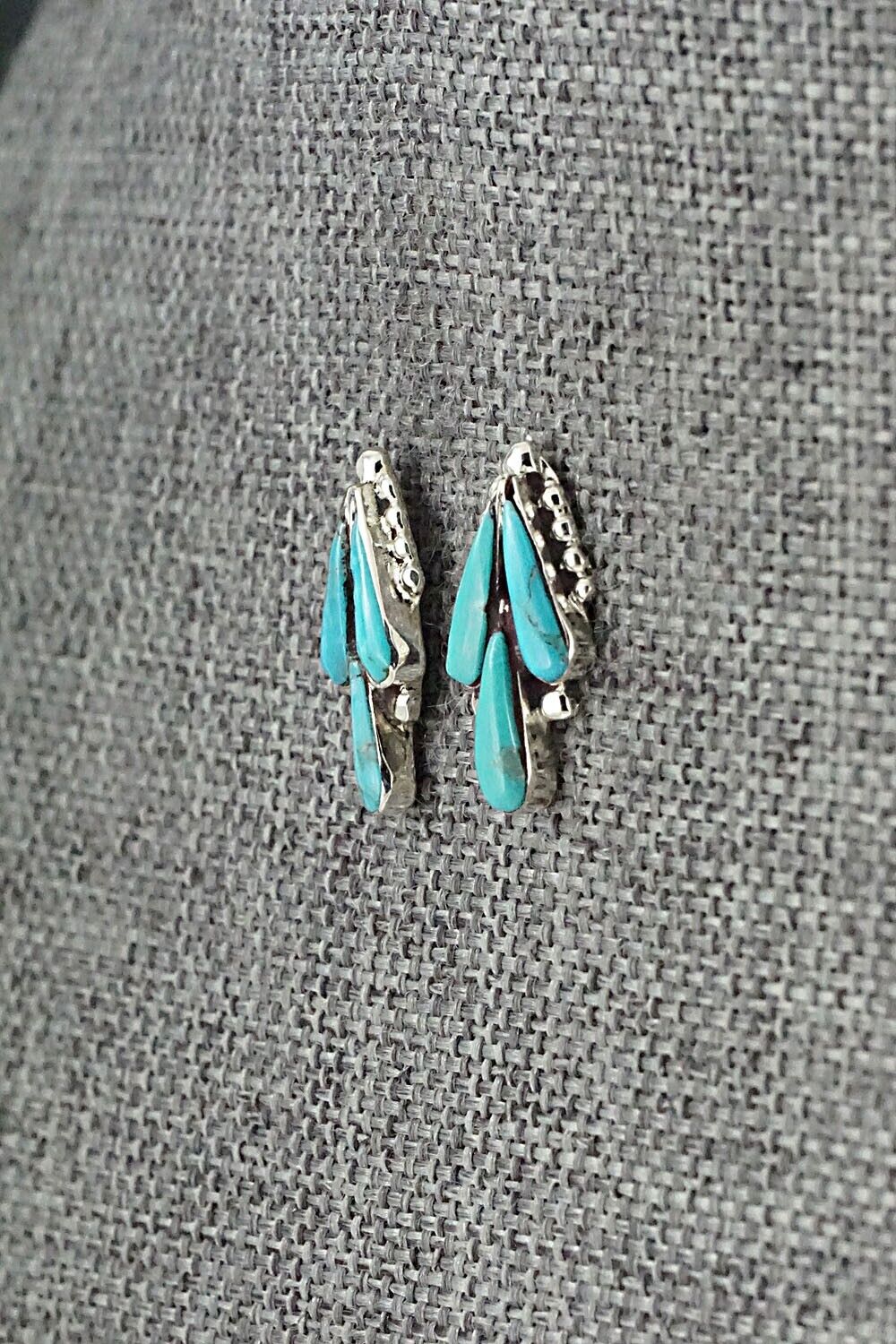 Turquoise & Sterling Silver Earrings - Vincent Hooee