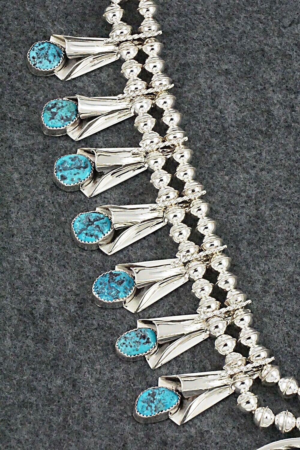 Turquoise & Sterling Silver Squash Blossom Set - Louise Yazzie