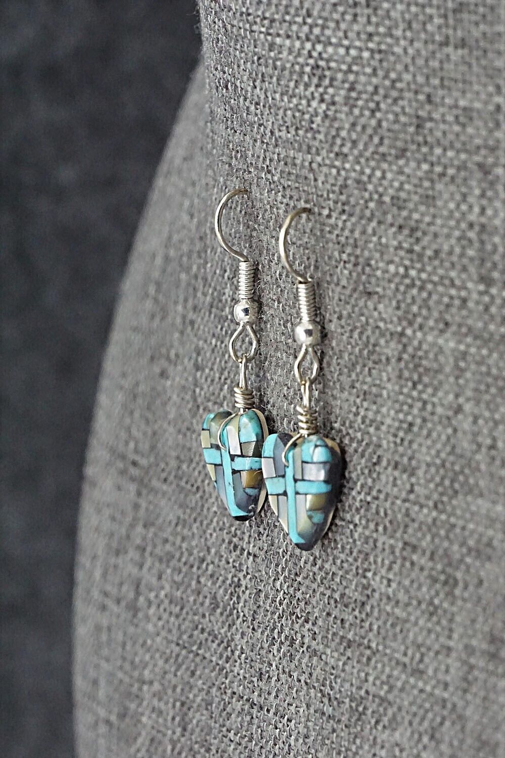 Turquoise, Mother of Pearl & Sterling Silver Earrings - Joe Reano