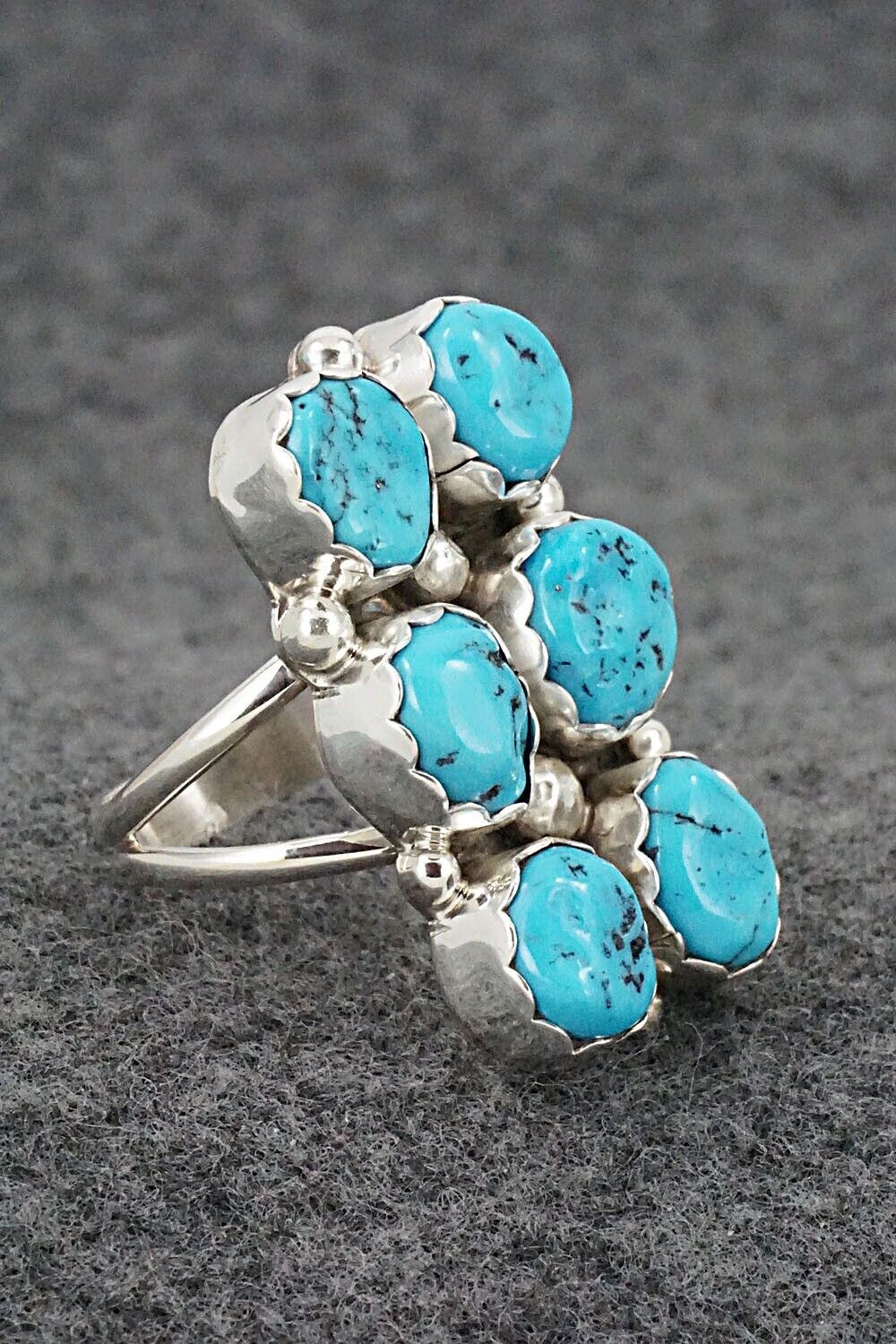 Turquoise & Sterling Silver Ring - Pearlene Spencer - Size 8.5
