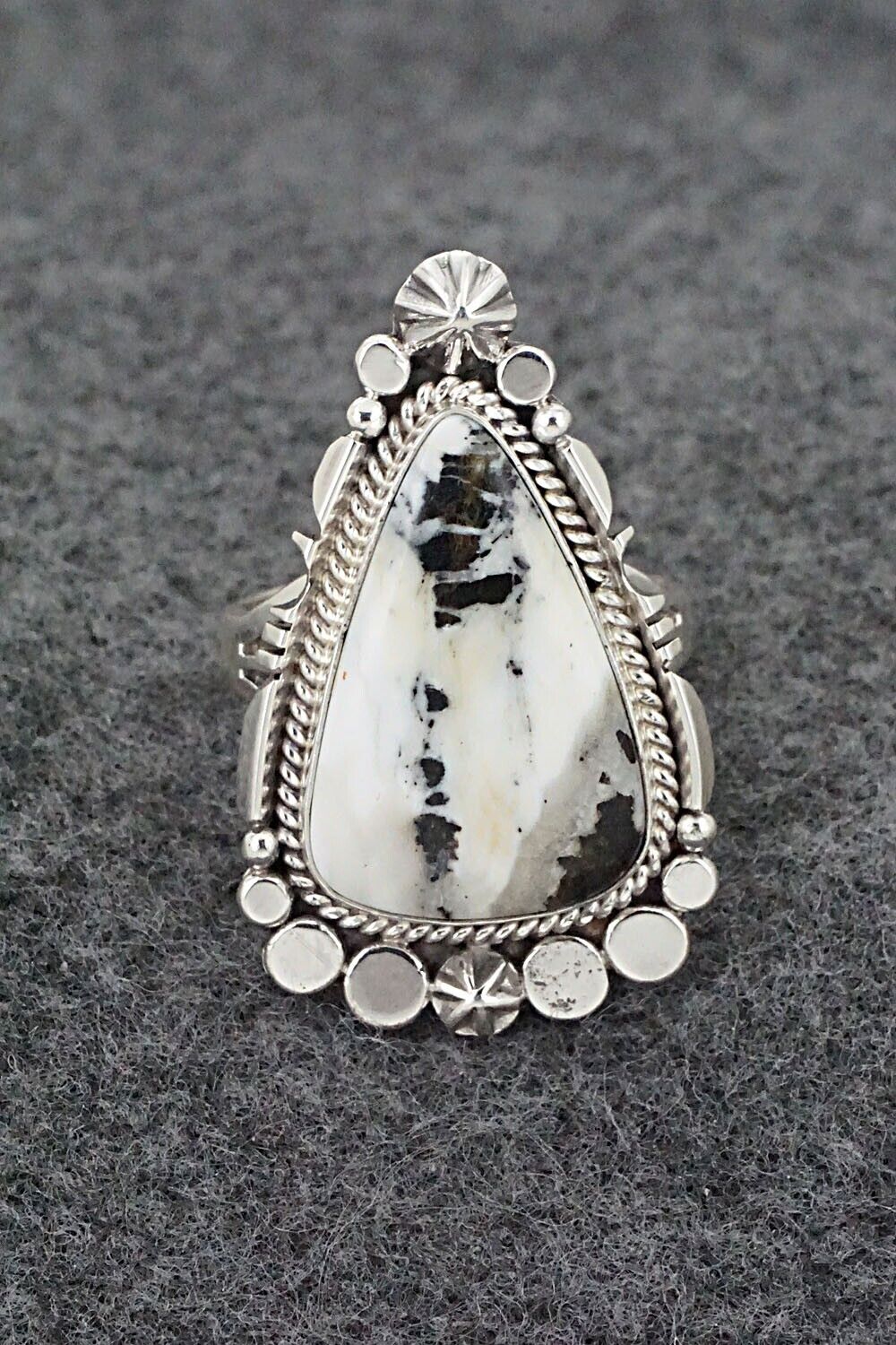 White Buffalo & Sterling Silver Ring - Daniel Benally - Size 10