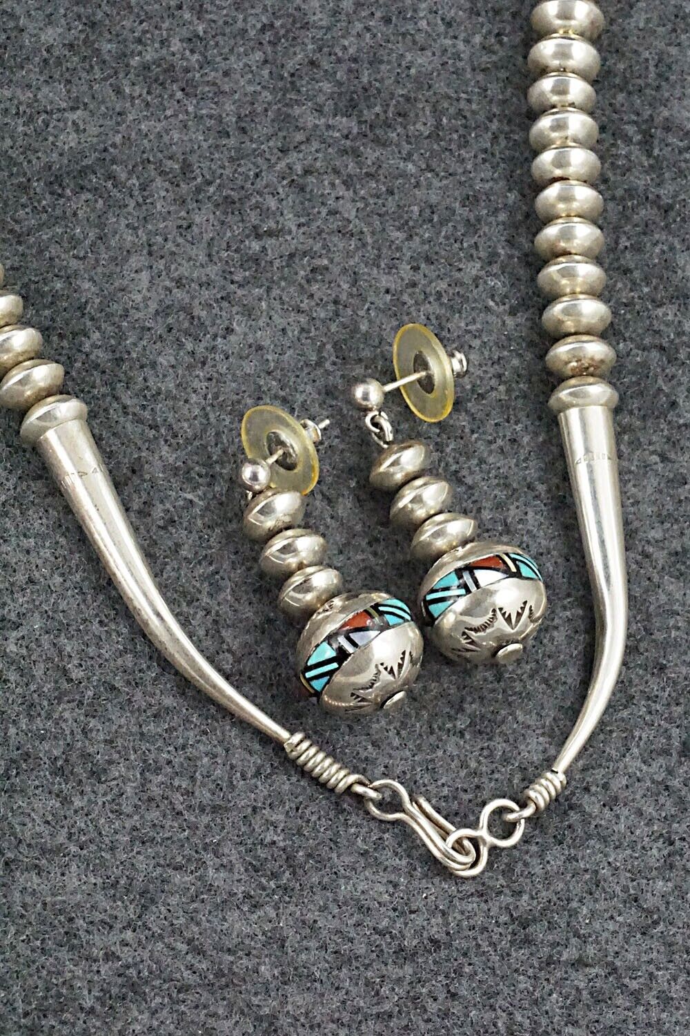 Multi-Stone and Navajo Pearl Sterling Silver Necklace Set - Navajo