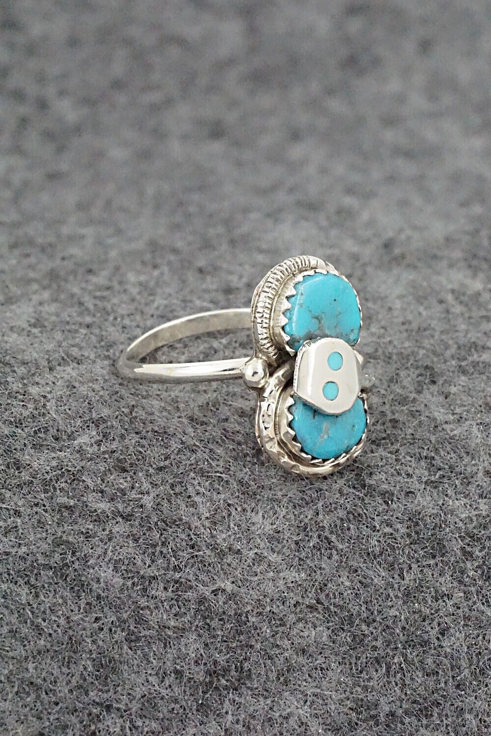 Turquoise & Sterling Silver Ring - Joy Calavaza - Size 7.5