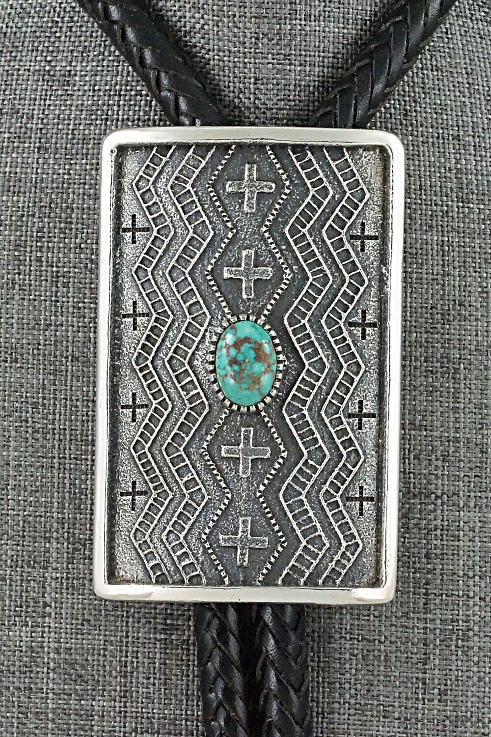 Turquoise and Sterling Silver Bolo Tie - Harrison Jim