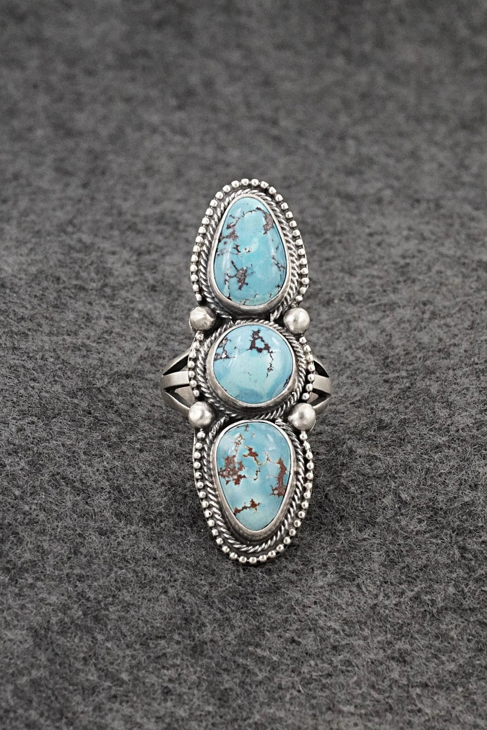 Turquoise & Sterling Silver Ring - Bobby Johnson - Size 8.5