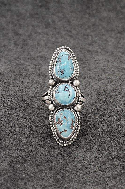 Turquoise & Sterling Silver Ring - Bobby Johnson - Size 8.5